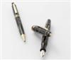 Montblanc #146G gray striated celluloid fountain pen and mechanical pencil set with ""Masterpiece"" cap band.